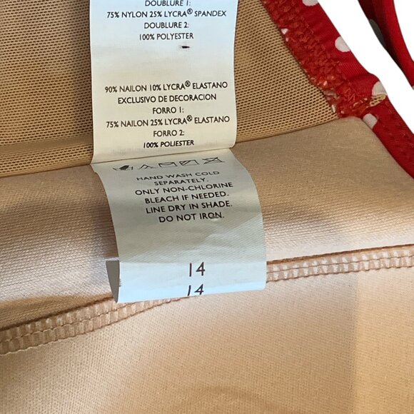 JANTZEN Bikini Top Size 14 Red & White Polka Dot Straps or Strapless Ruching - Picture 8 of 10